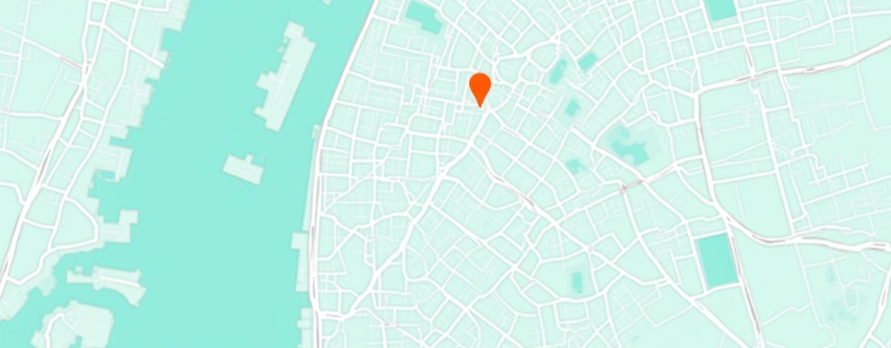 Artistic map rendering of Brookyn showing Loom Reel Studios location near Lorimer Street