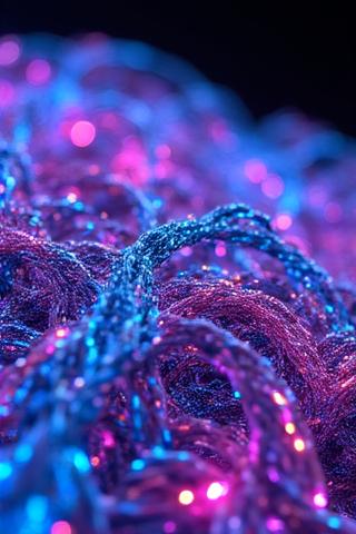 Macro shot of neon threads for 'Neon Weave' series