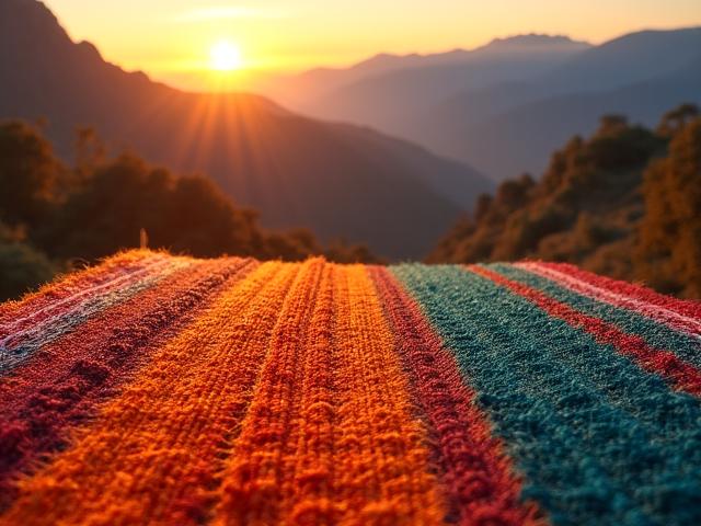 Traditional hand looms in the Andes mountains